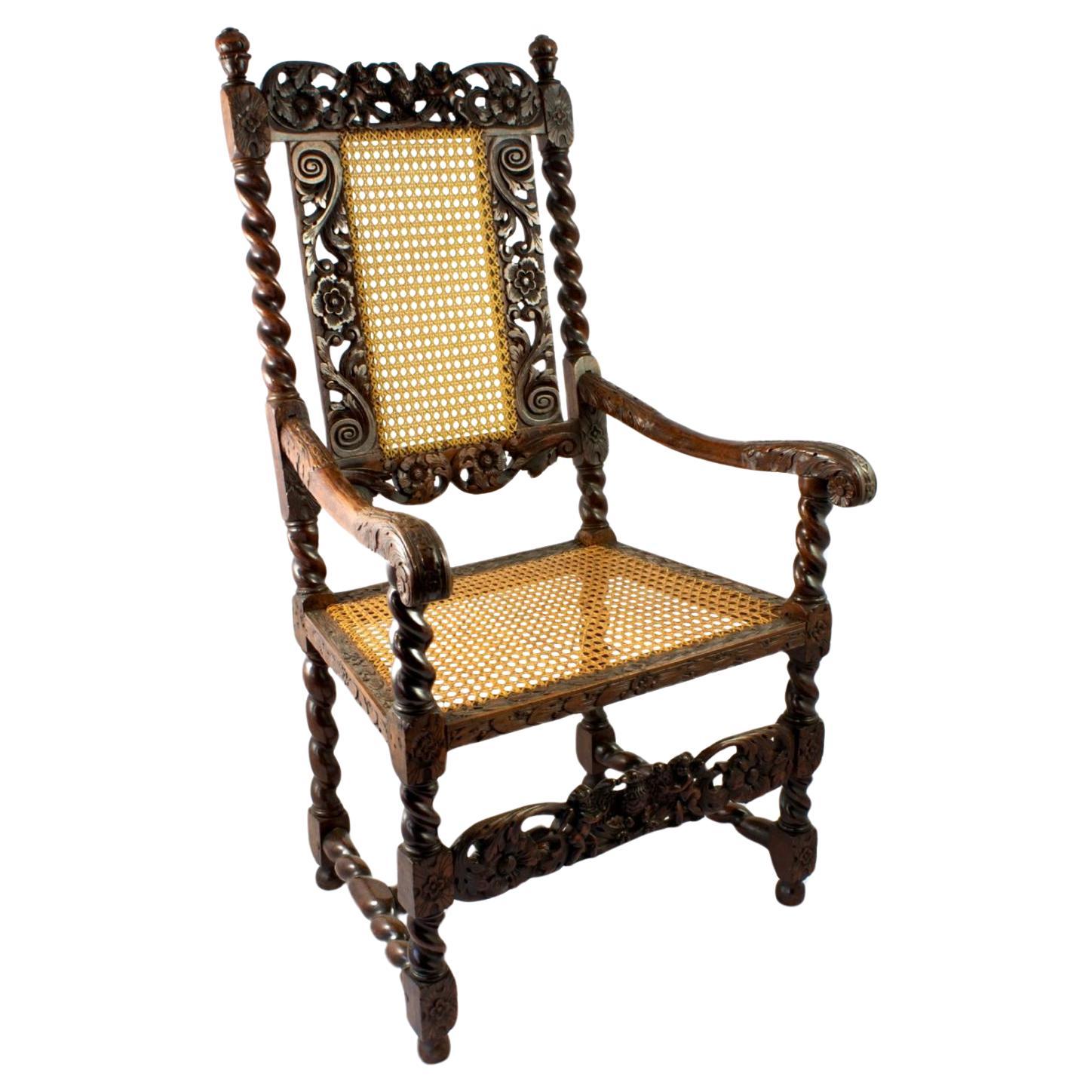 17th Century Carved Chair - English Ca 1660s For Sale