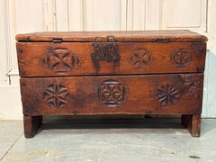 17th-Century Carved Fir Chest from the "Italian Queyras"