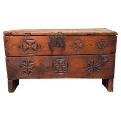 17th-Century Carved Fir Chest from the "Italian Queyras"