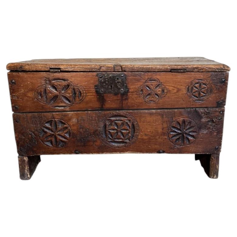 17th-Century Carved Fir Chest from the "Italian Queyras"