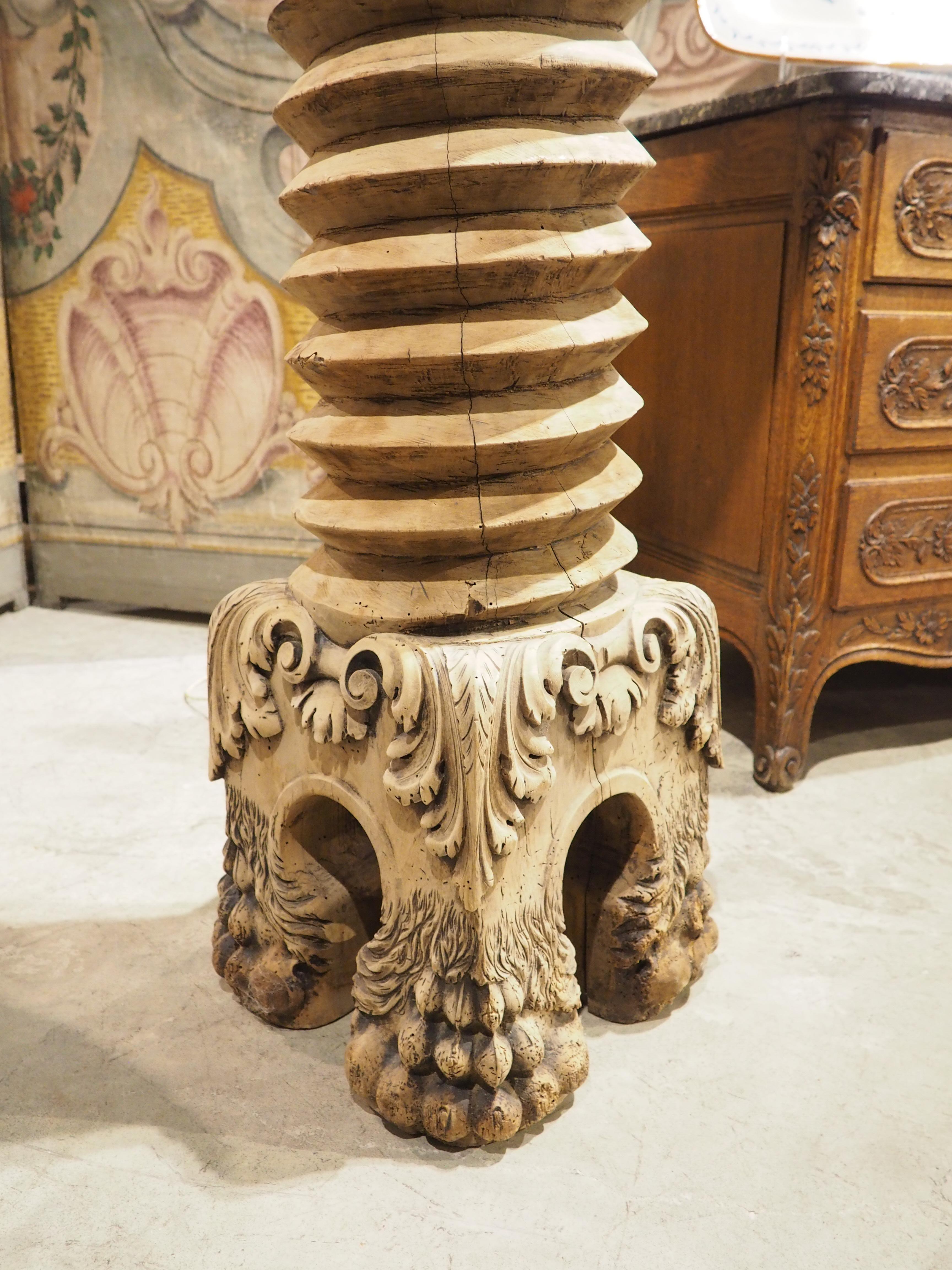 17th Century Carved French Walnut Wine Press Floor Lamp For Sale 6