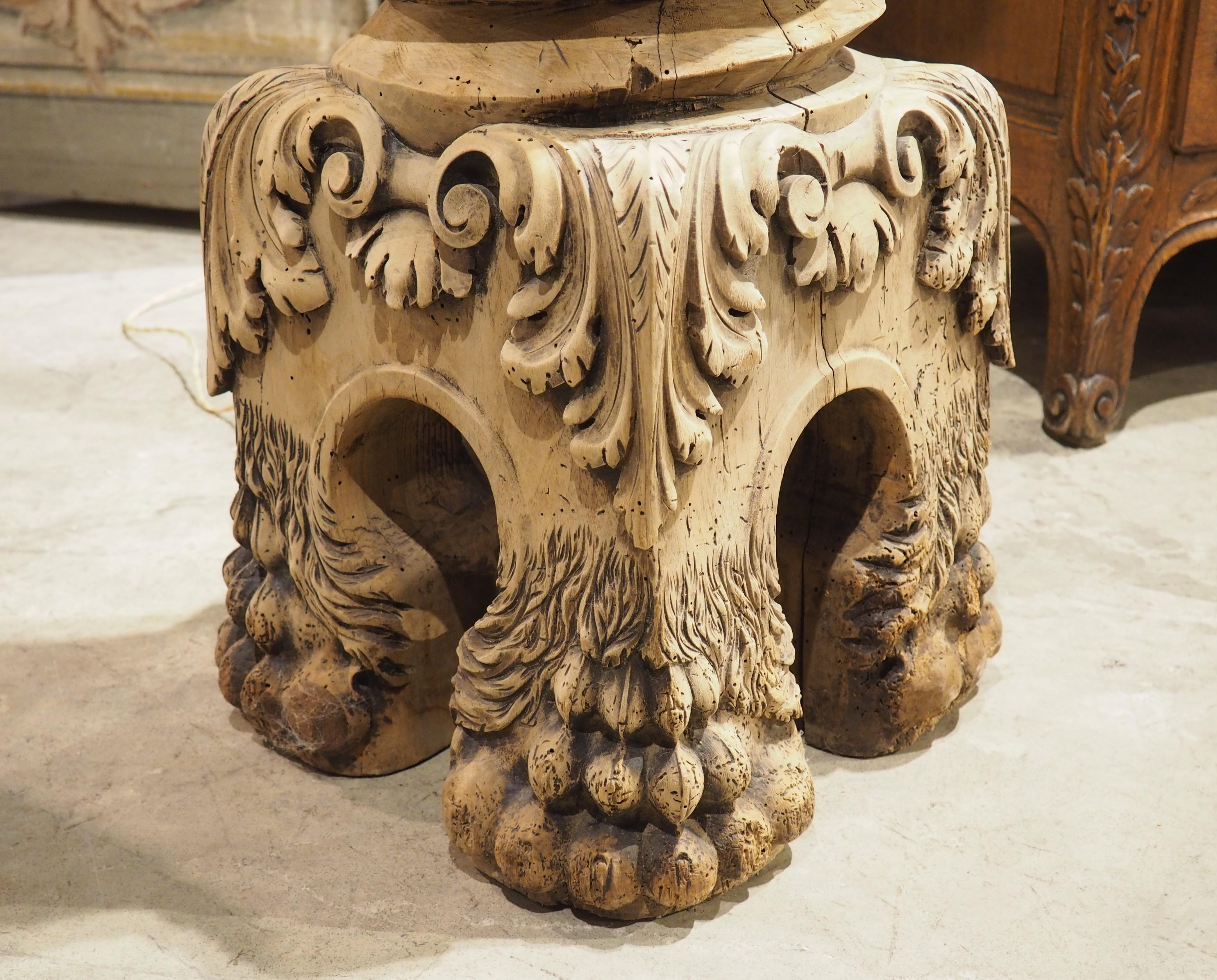 17th Century Carved French Walnut Wine Press Floor Lamp For Sale 7