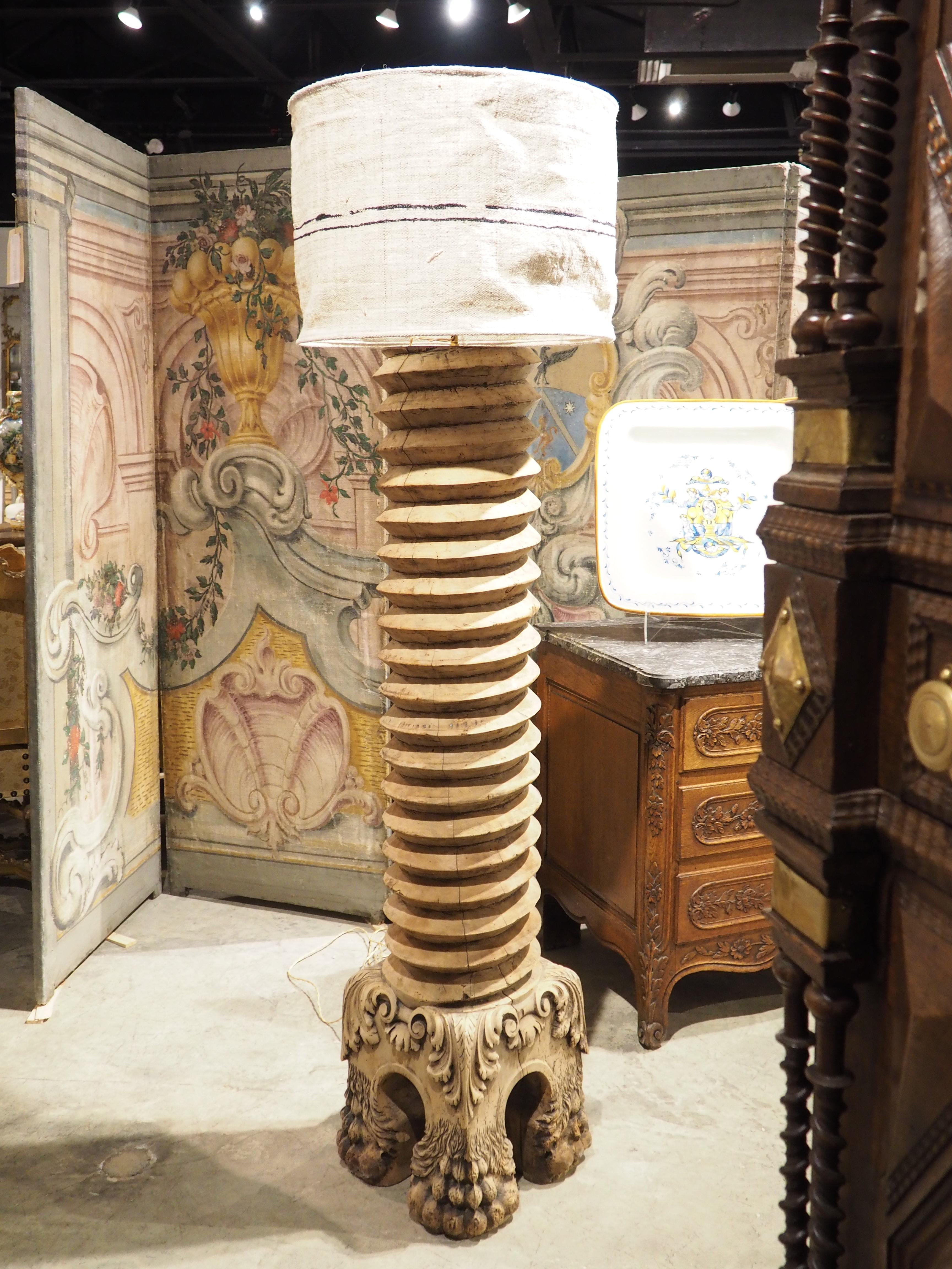 17th Century Carved French Walnut Wine Press Floor Lamp For Sale 9