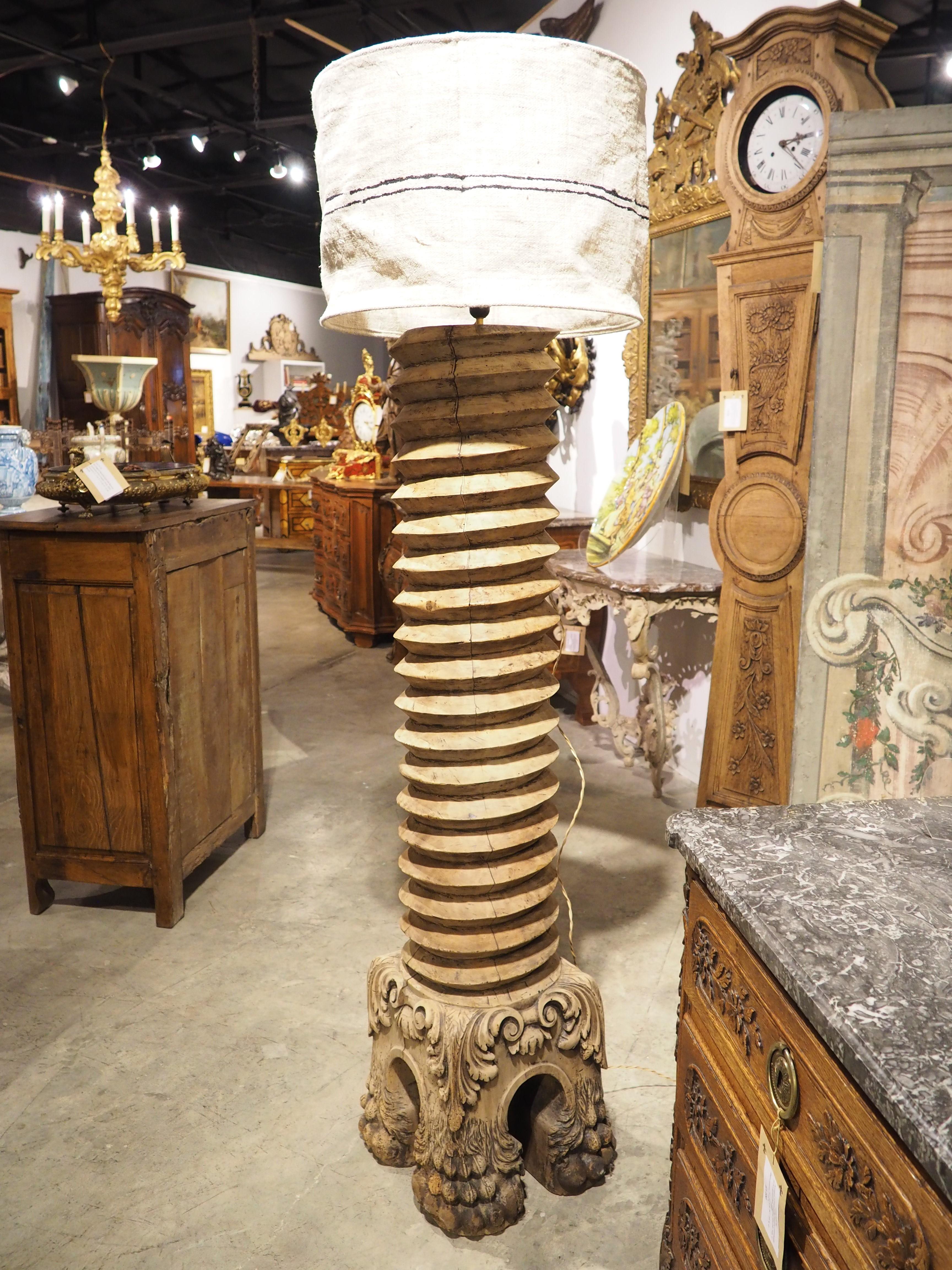 17th Century Carved French Walnut Wine Press Floor Lamp For Sale 13