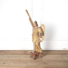 17th Century Carved Giltwood Heralding Angel