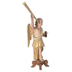 17th Century Carved Giltwood Heralding Angel