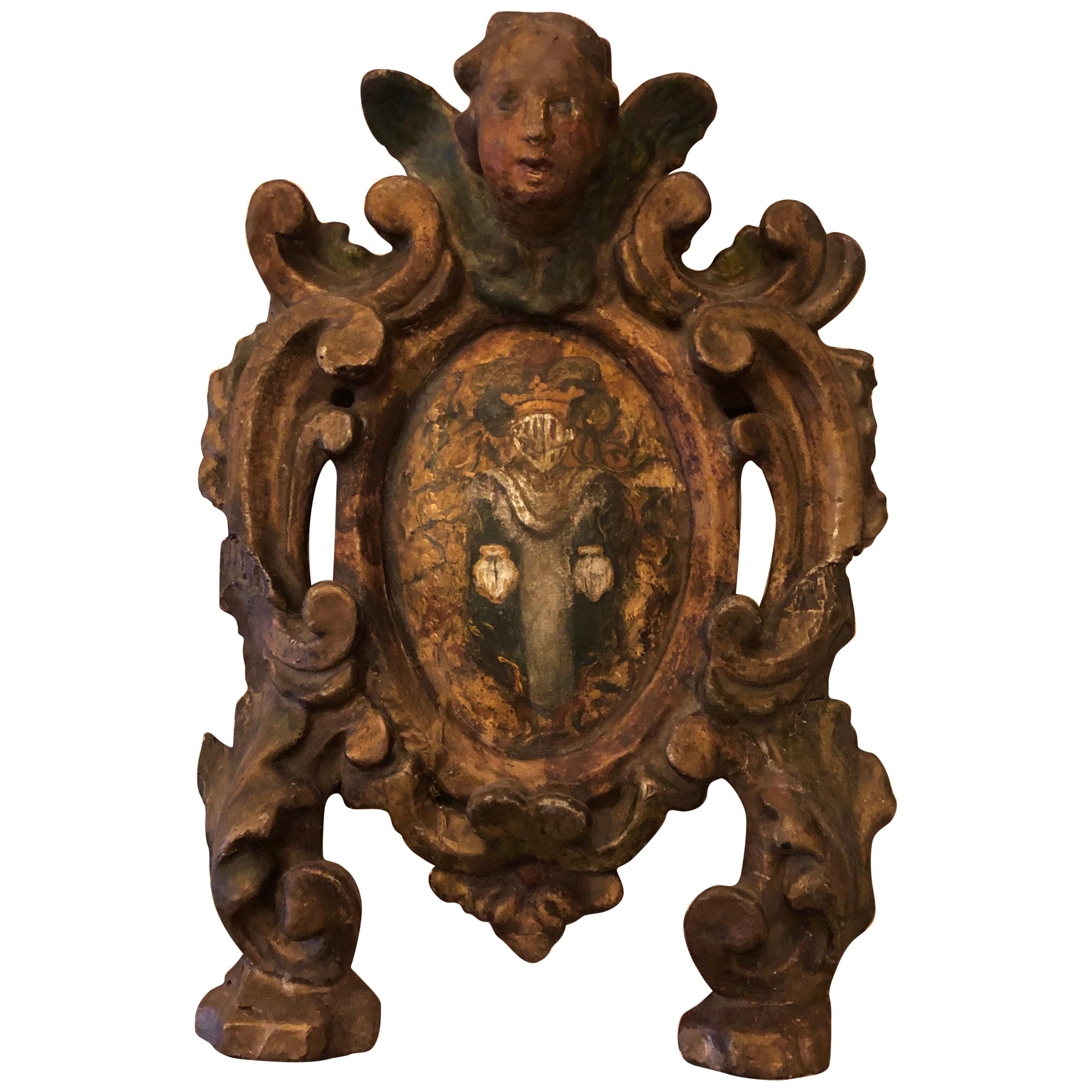 17th Century Carved Italian Crest