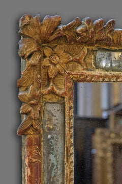 17th Century Carved Late Baroque French Frame, with Its Period Mirror Plate