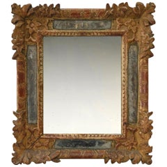 17th Century Carved Late Baroque French Frame, with Its Period Mirror Plate