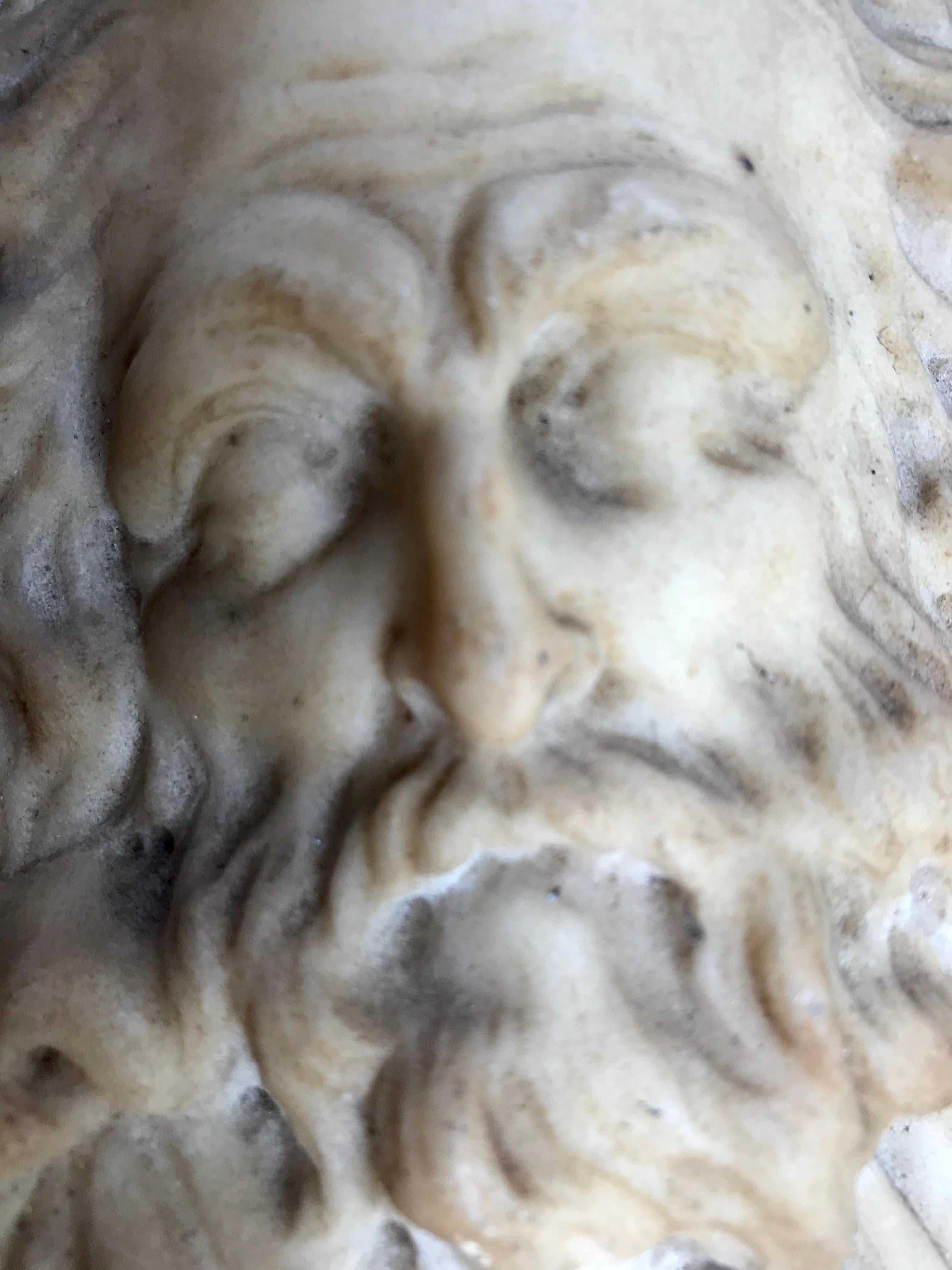 17th Century Carved Marble Relief Italian Cameo Portrait, Gian Lorenzo Bernini In Good Condition In Vero Beach, FL