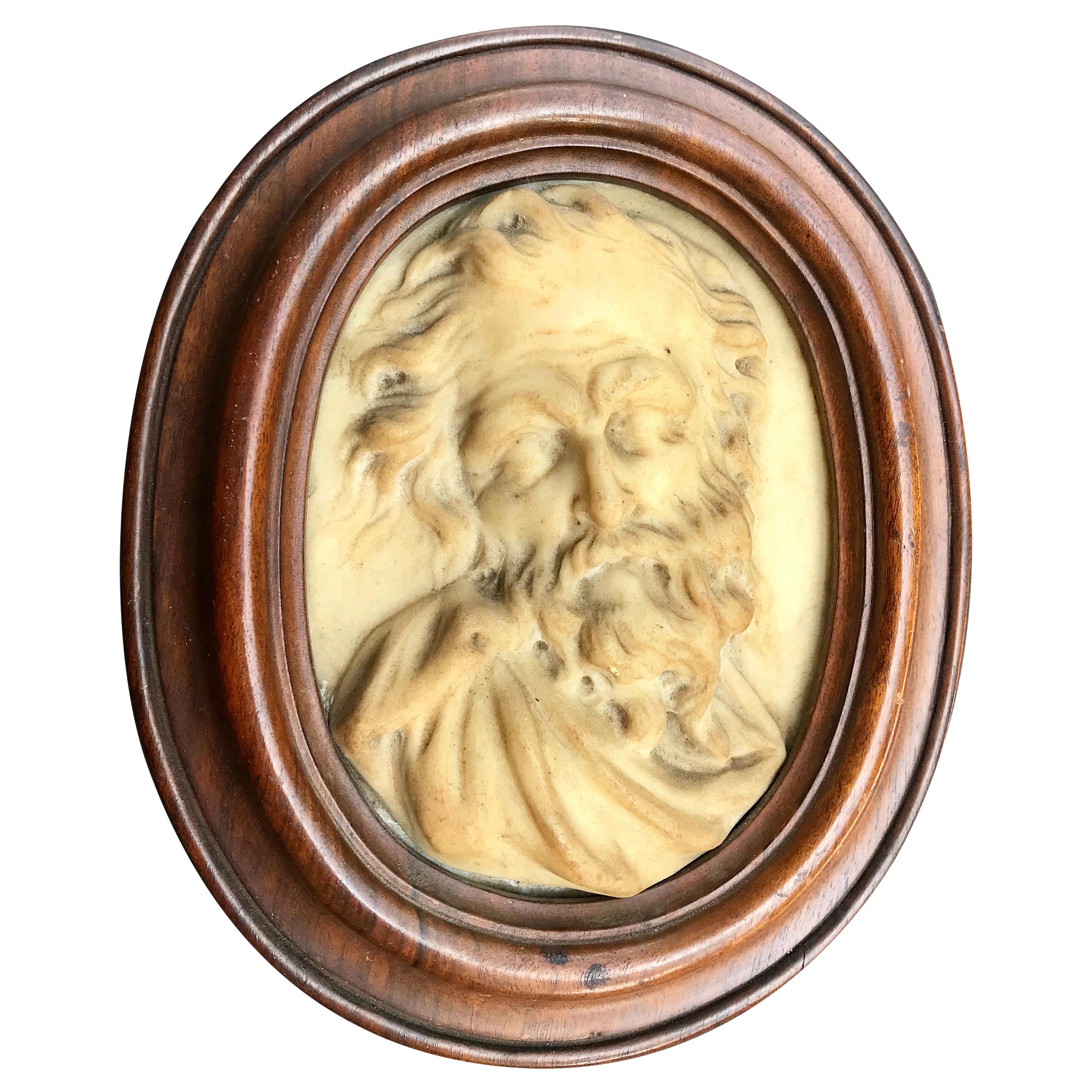 17th Century Carved Marble Relief Italian Cameo Portrait, Gian Lorenzo Bernini