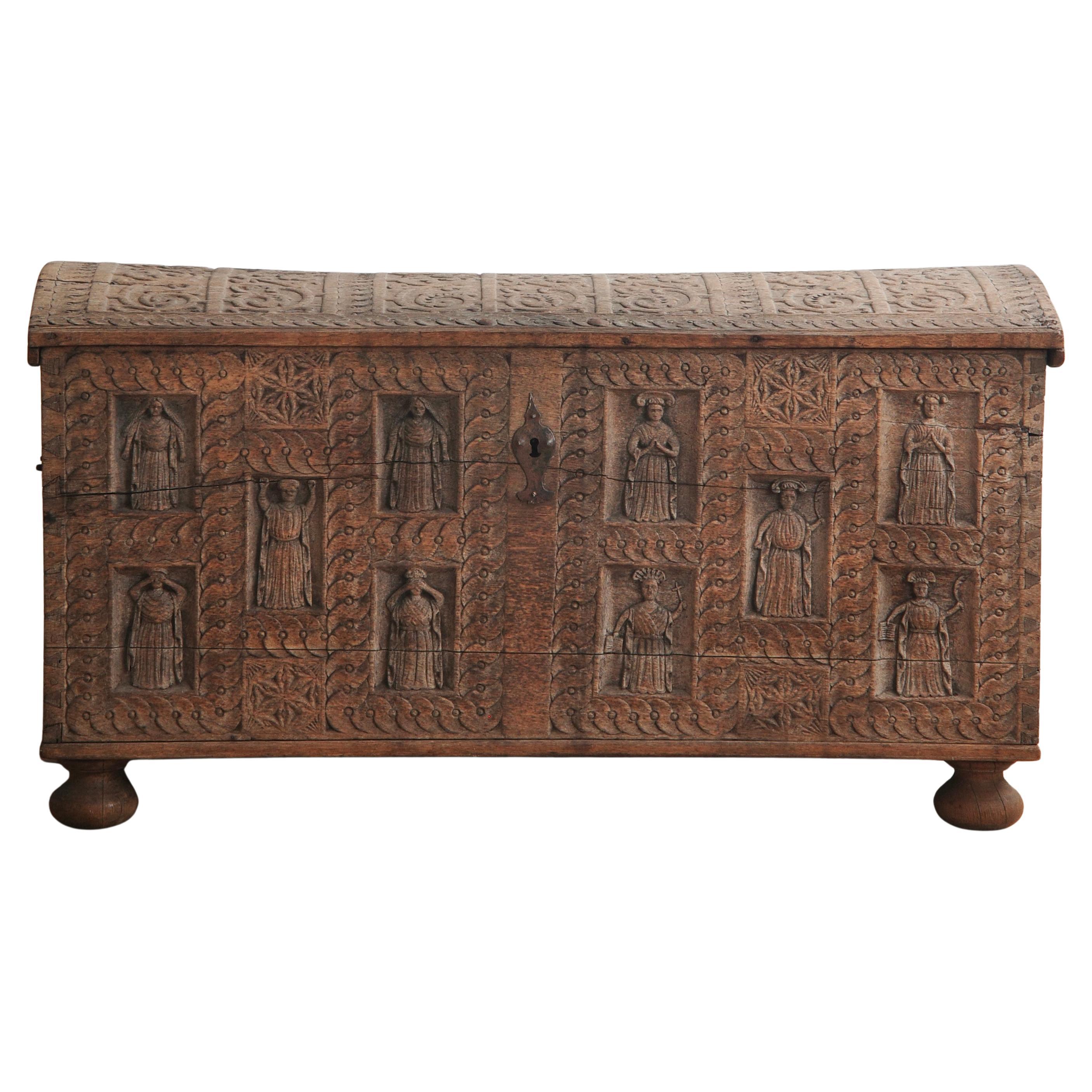 17th Century Carved Oak Chest