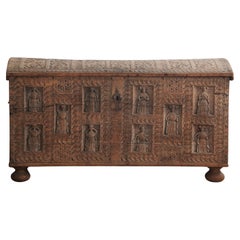 Antique 17th Century Carved Oak Chest