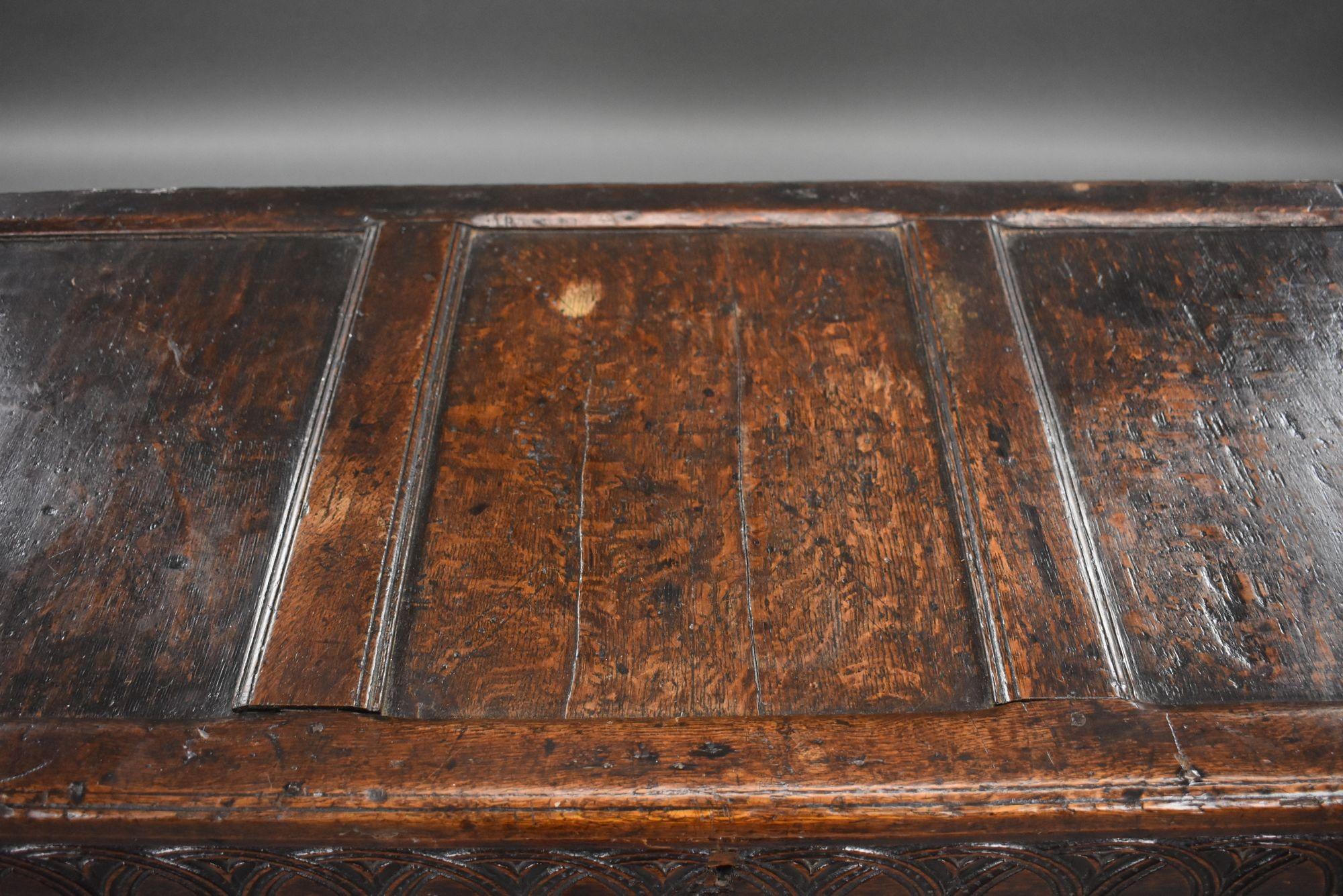 17th Century Carved Oak Coffer For Sale 6