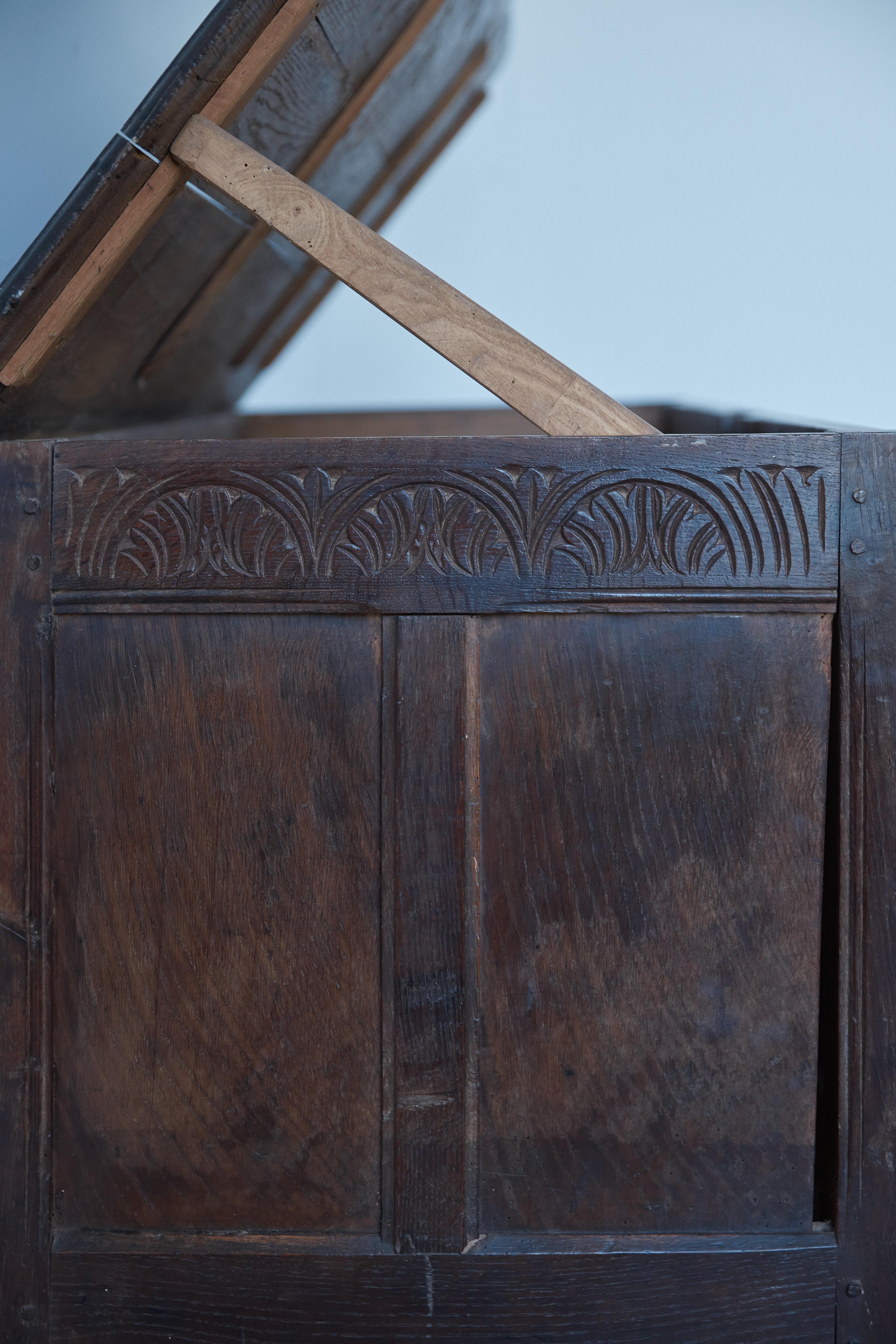 17th Century Carved Oak Coffer For Sale 7