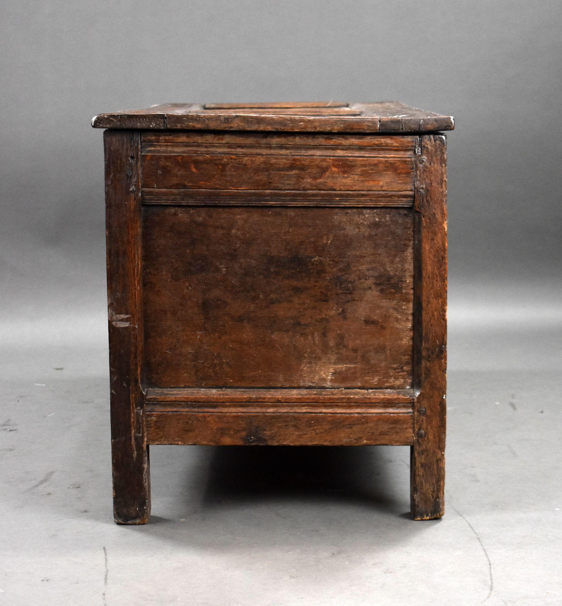 English 17th Century Carved Oak Coffer For Sale
