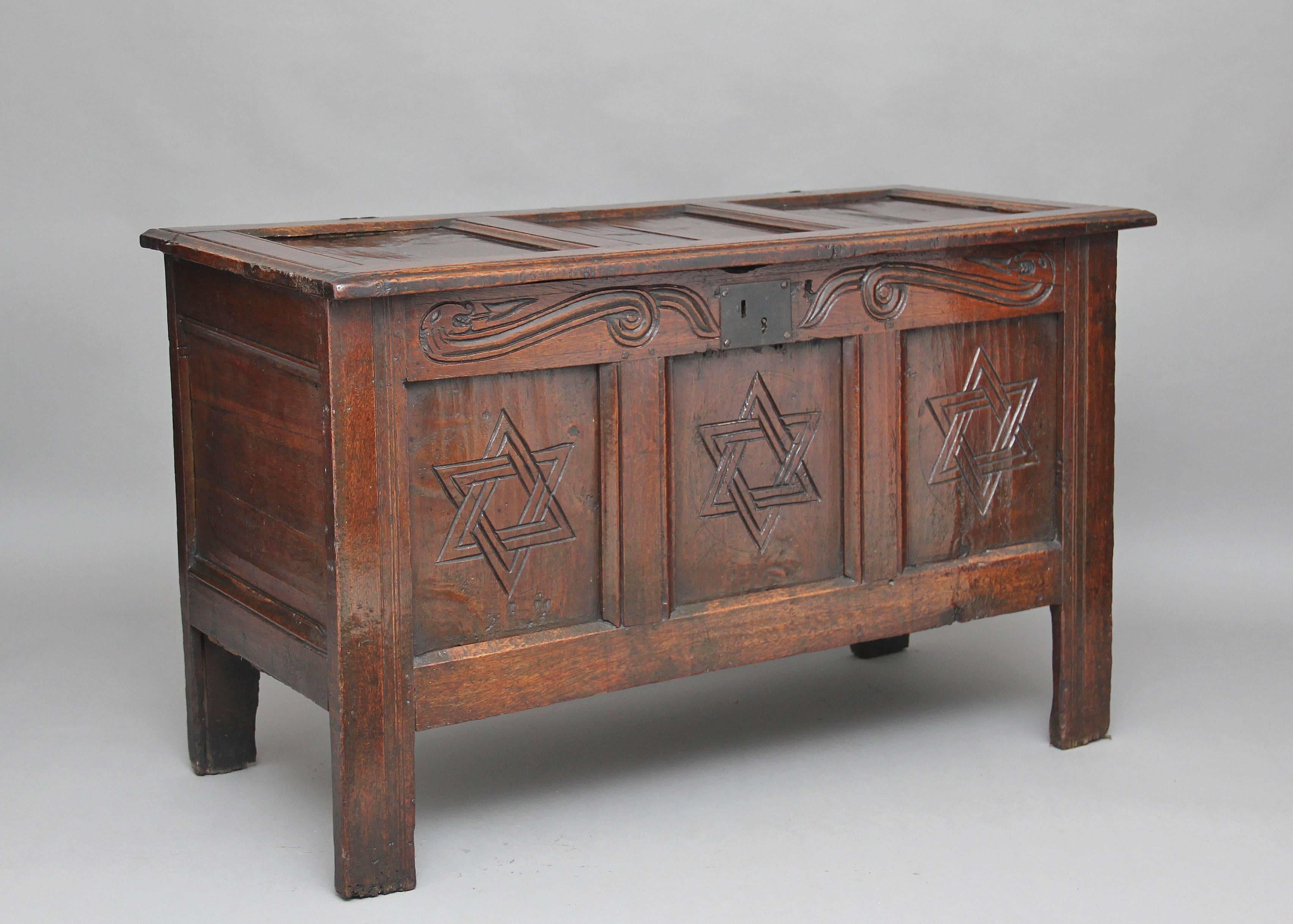 17th Century Carved Oak Coffer 2