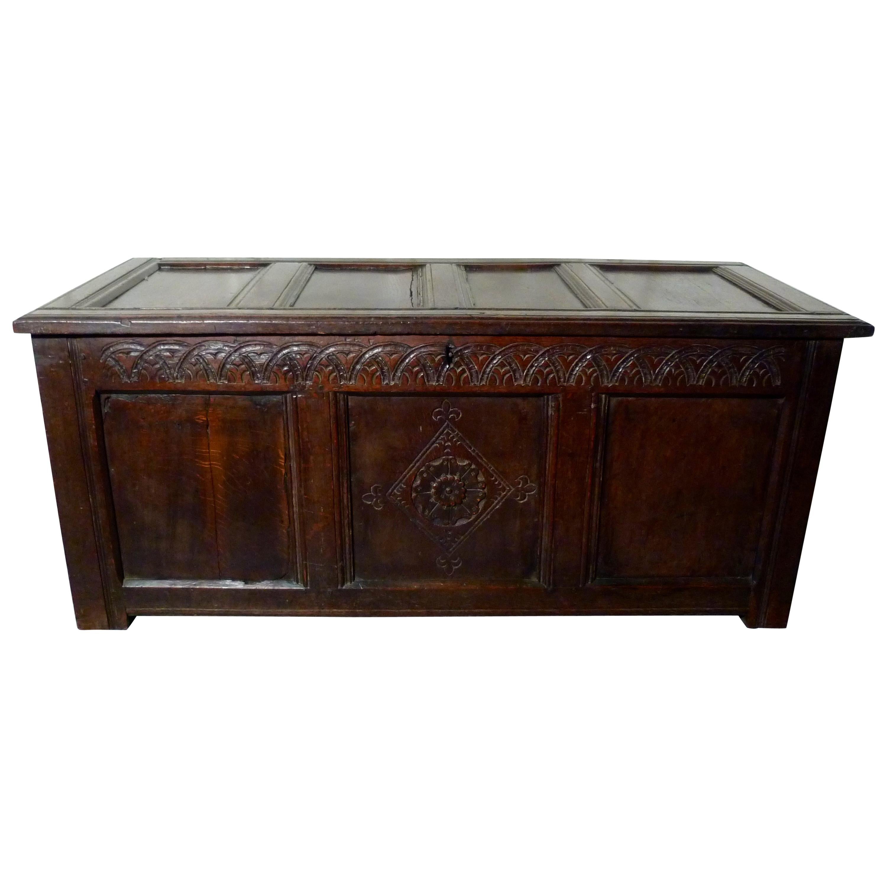 17th Century Carved Oak Coffer
