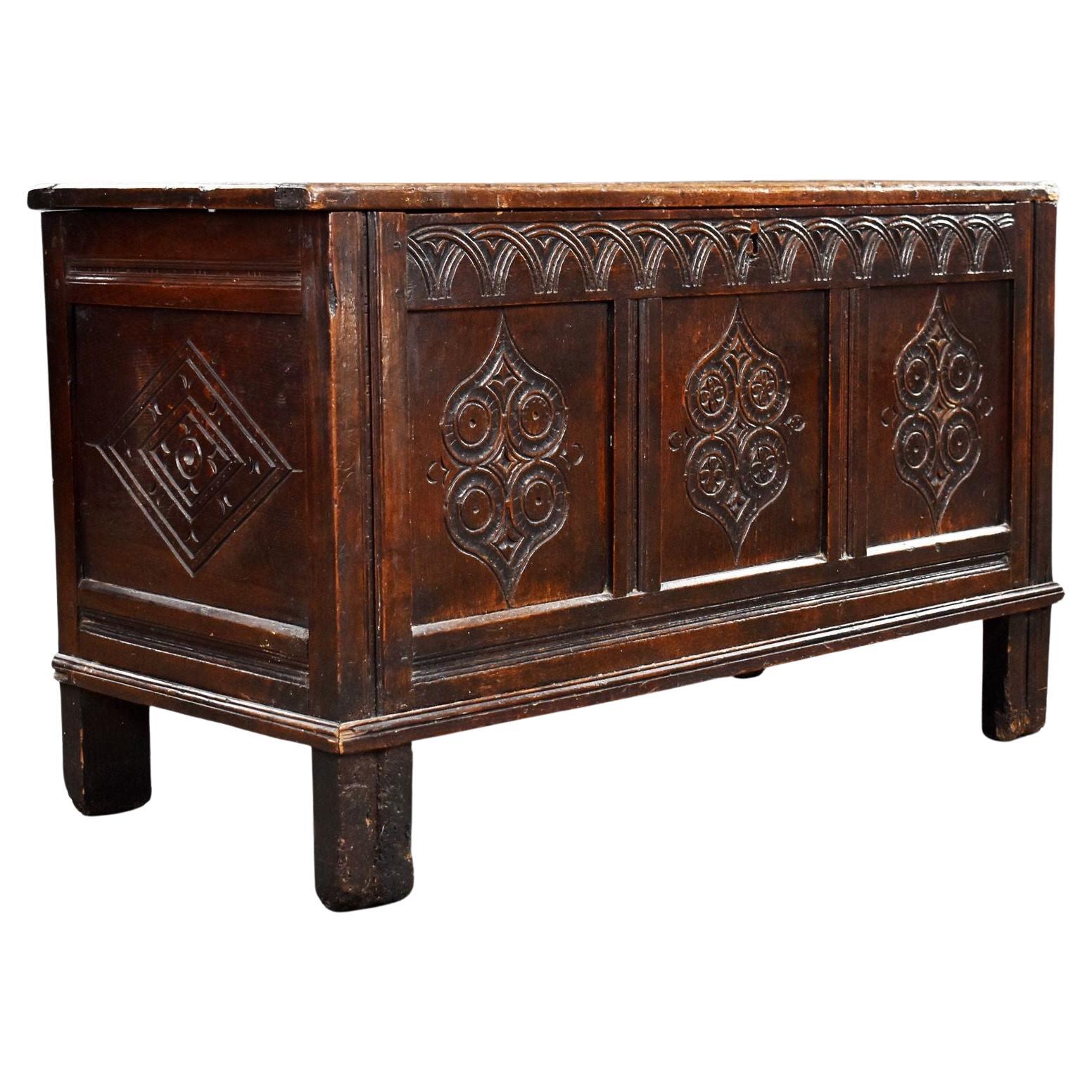 17th Century Carved Oak Coffer