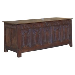 17th Century Carved Oak Coffer