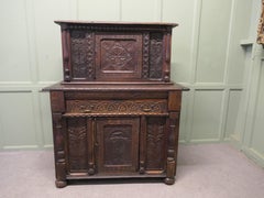 17th Century Carved Oak Court Cupboard, Cottage Livery Cupboard