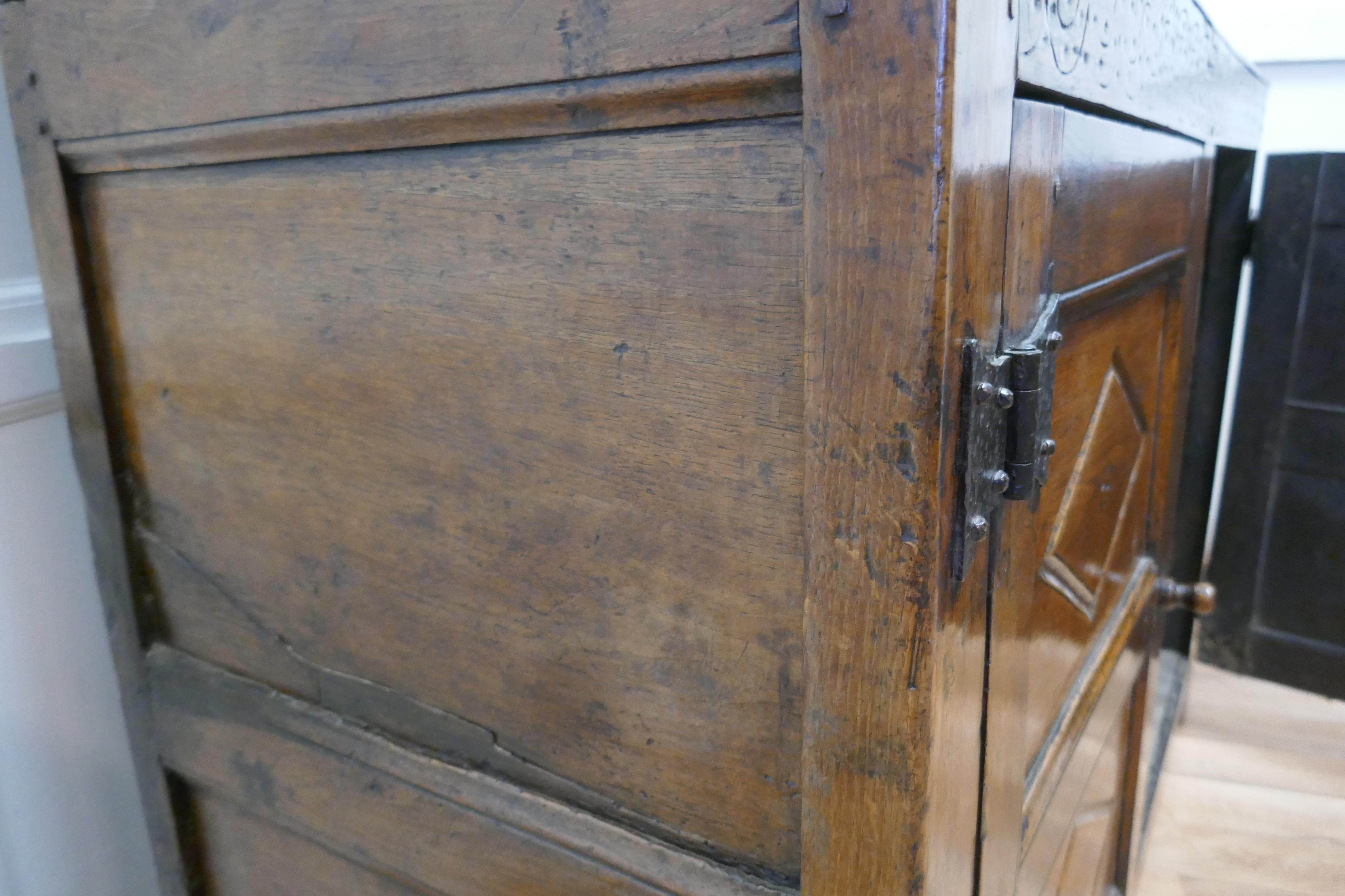 17th Century Carved Oak Court Cupboard, Livery Cupboard For Sale 4