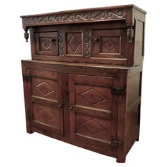 17th Century Carved Oak Court Cupboard, Livery Cupboard