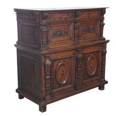 17th Century Carved Oak Enclosed Chest