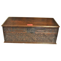 17th Century Carved Oak English Bible Box