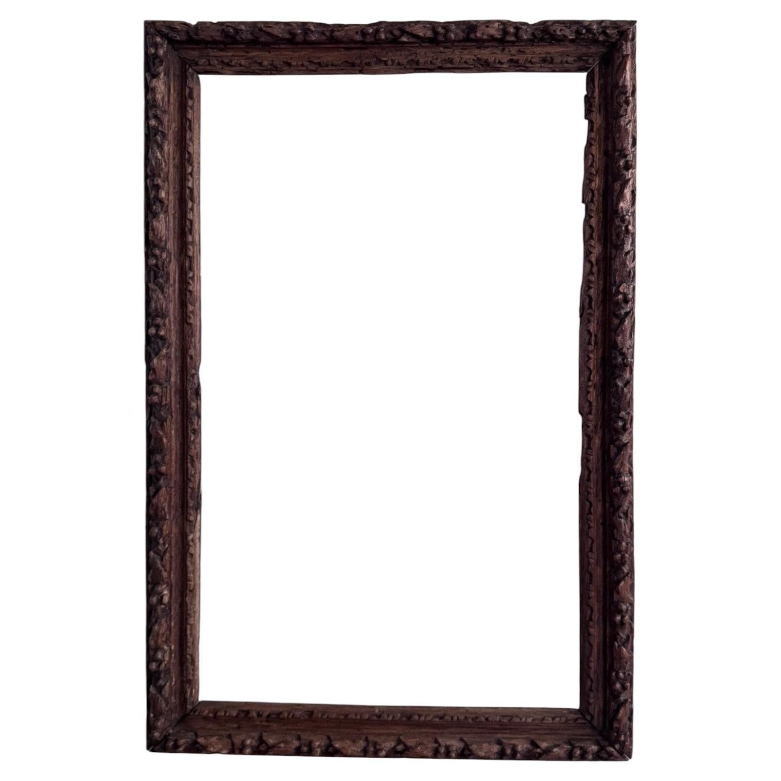 17th Century Carved Oak Frame with Molded Trim For Sale