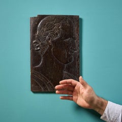 17th Century Carved Oak Panel of an Emperor
