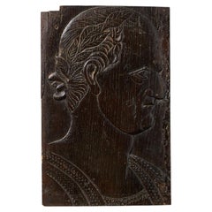 17th Century Carved Oak Panel of an Emperor