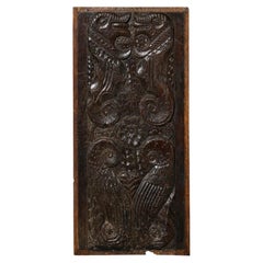 17th Century Carved Oak Seahorse Panel