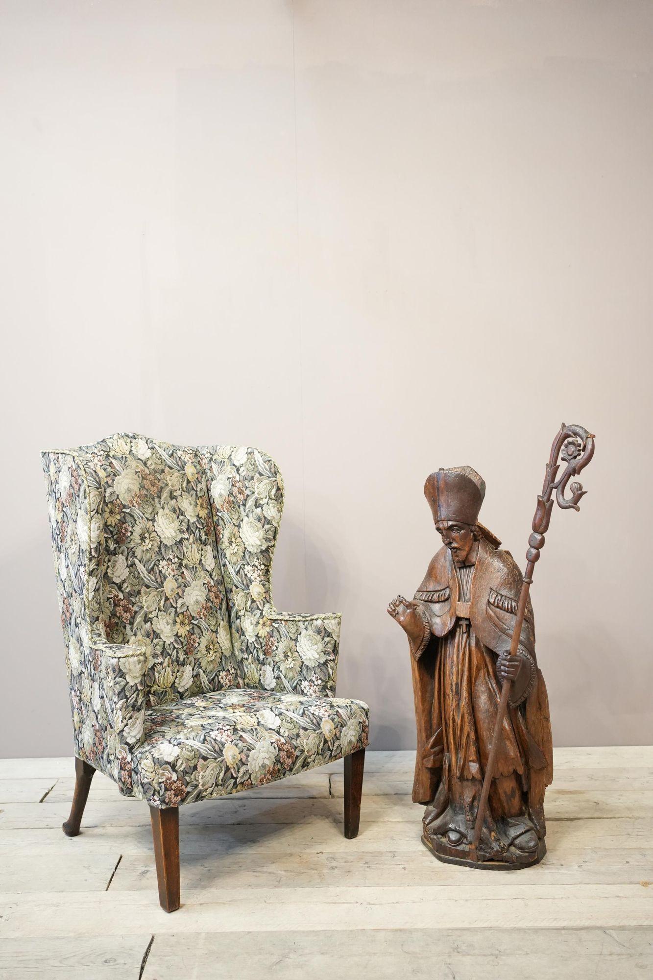 17th century carved oak Statue of a saint 13