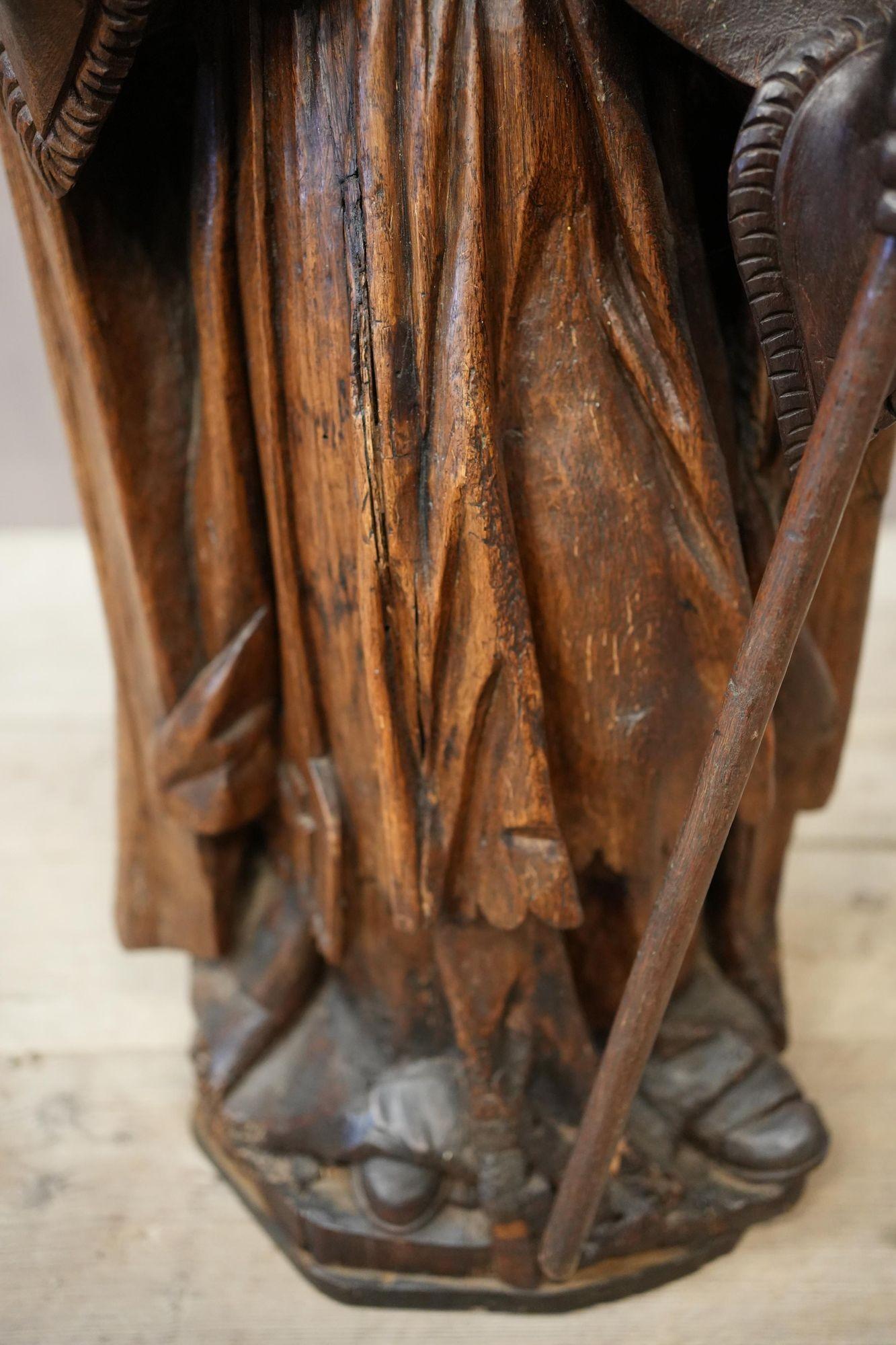 Oak 17th century carved oak Statue of a saint