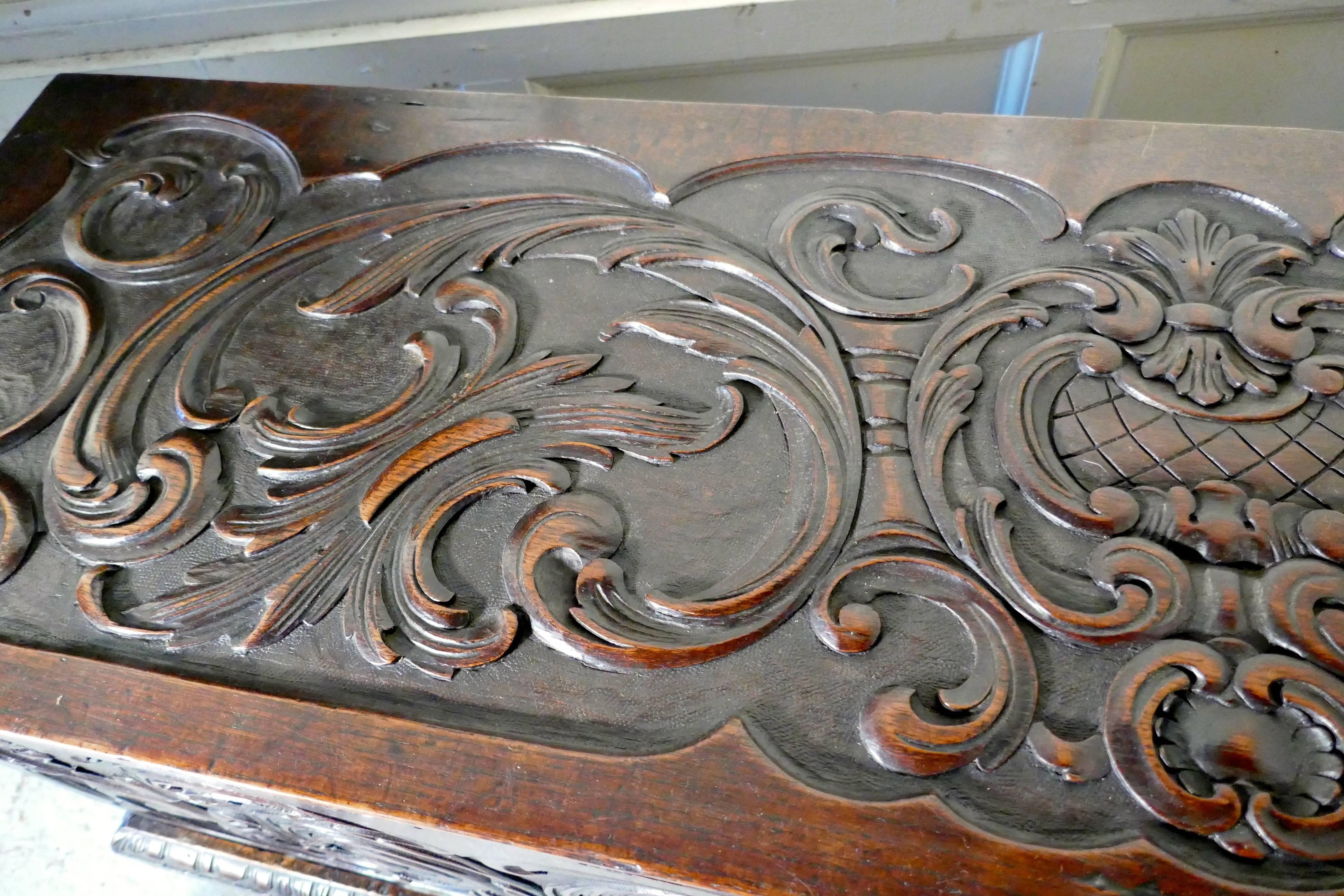 17th Century Carved Oak Sword Chest on Stand 2