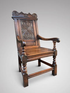 Antique 17th Century Carved Oak Wainscot Armchair