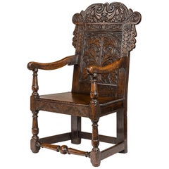 17th Century Carved Oak Wainscot Armchair