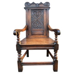 Antique 17th Century Carved Oak Wainscot Armchair