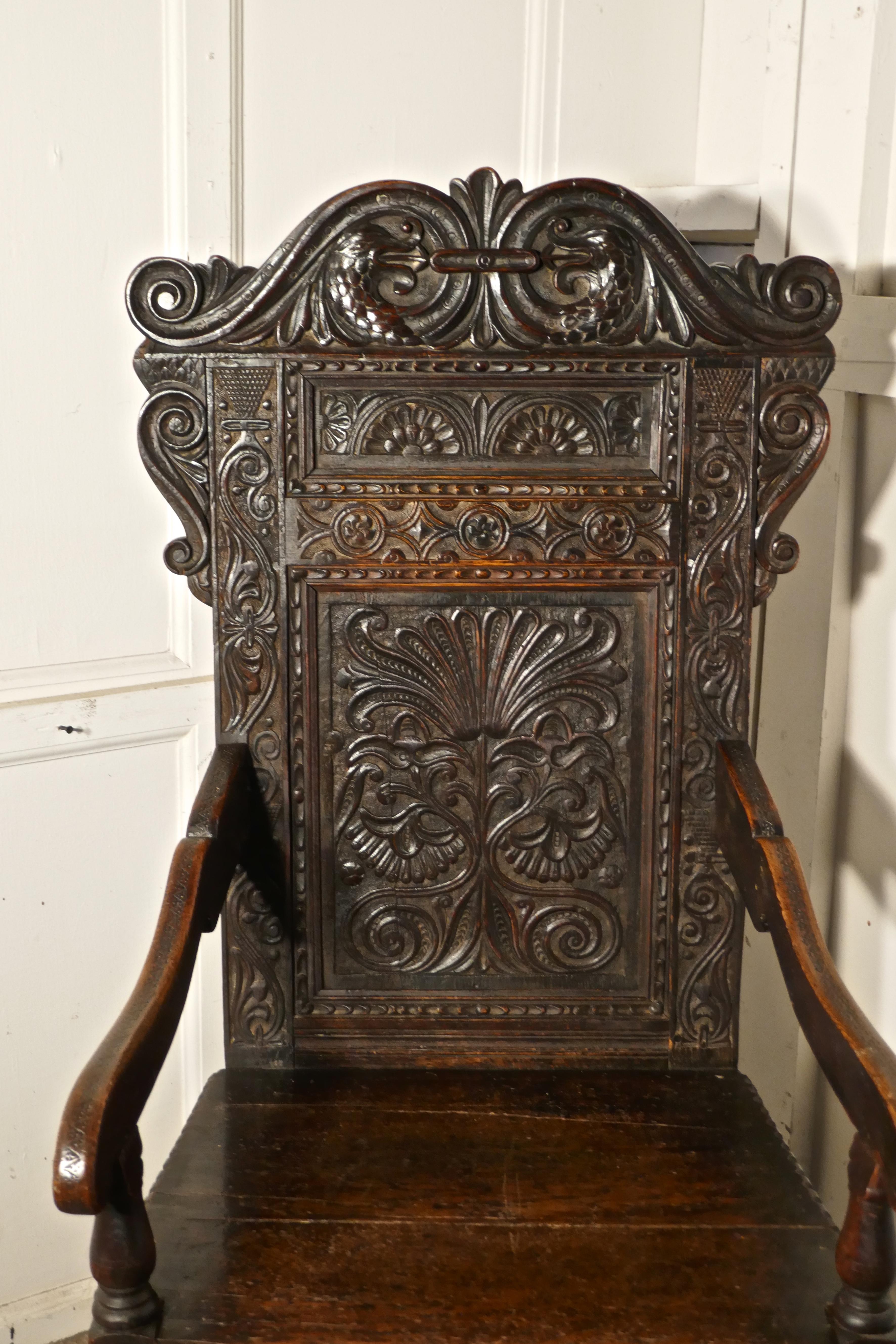 17th Century Carved Oak Wainscot Chair 7