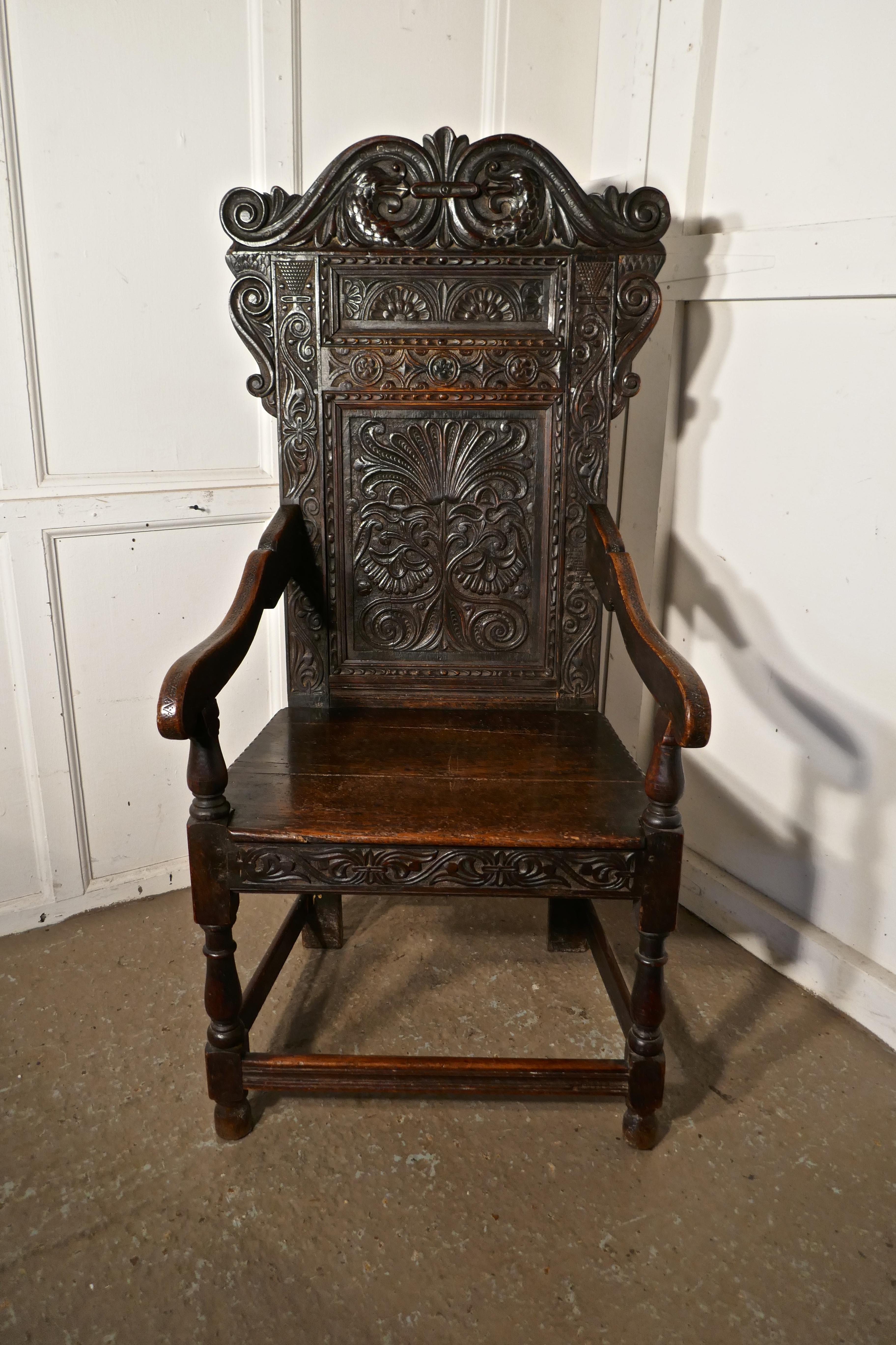 17th Century Carved Oak Wainscot Chair 8