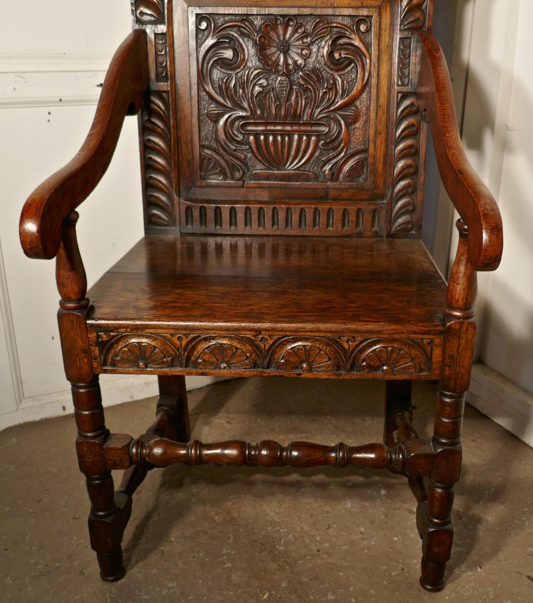 17th Century Carved Oak Wainscot Chair at 1stDibs