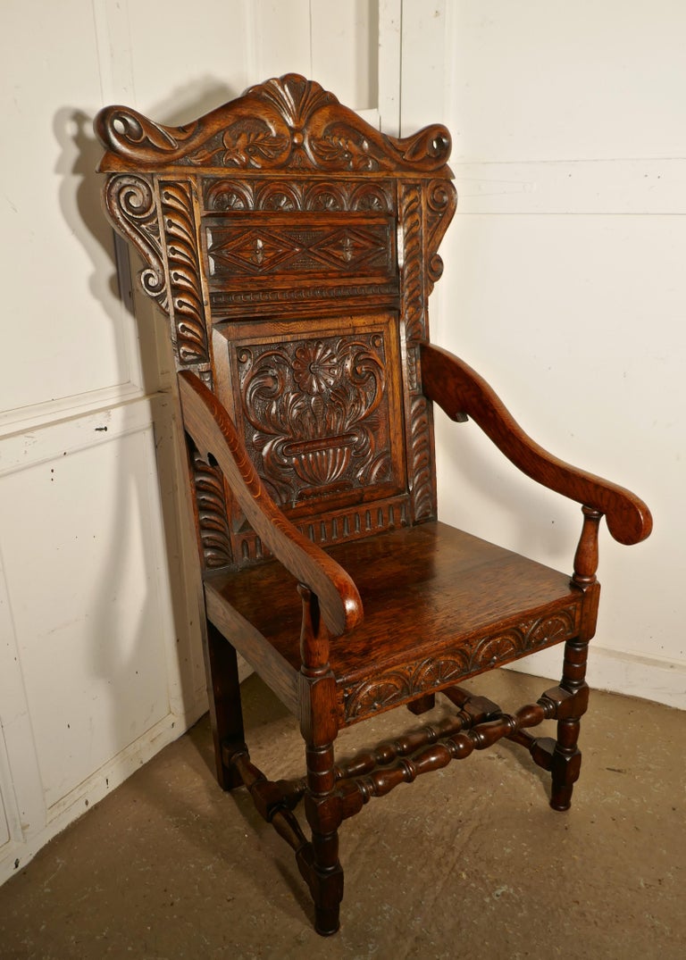 17th Century Carved Oak Wainscot Chair at 1stDibs