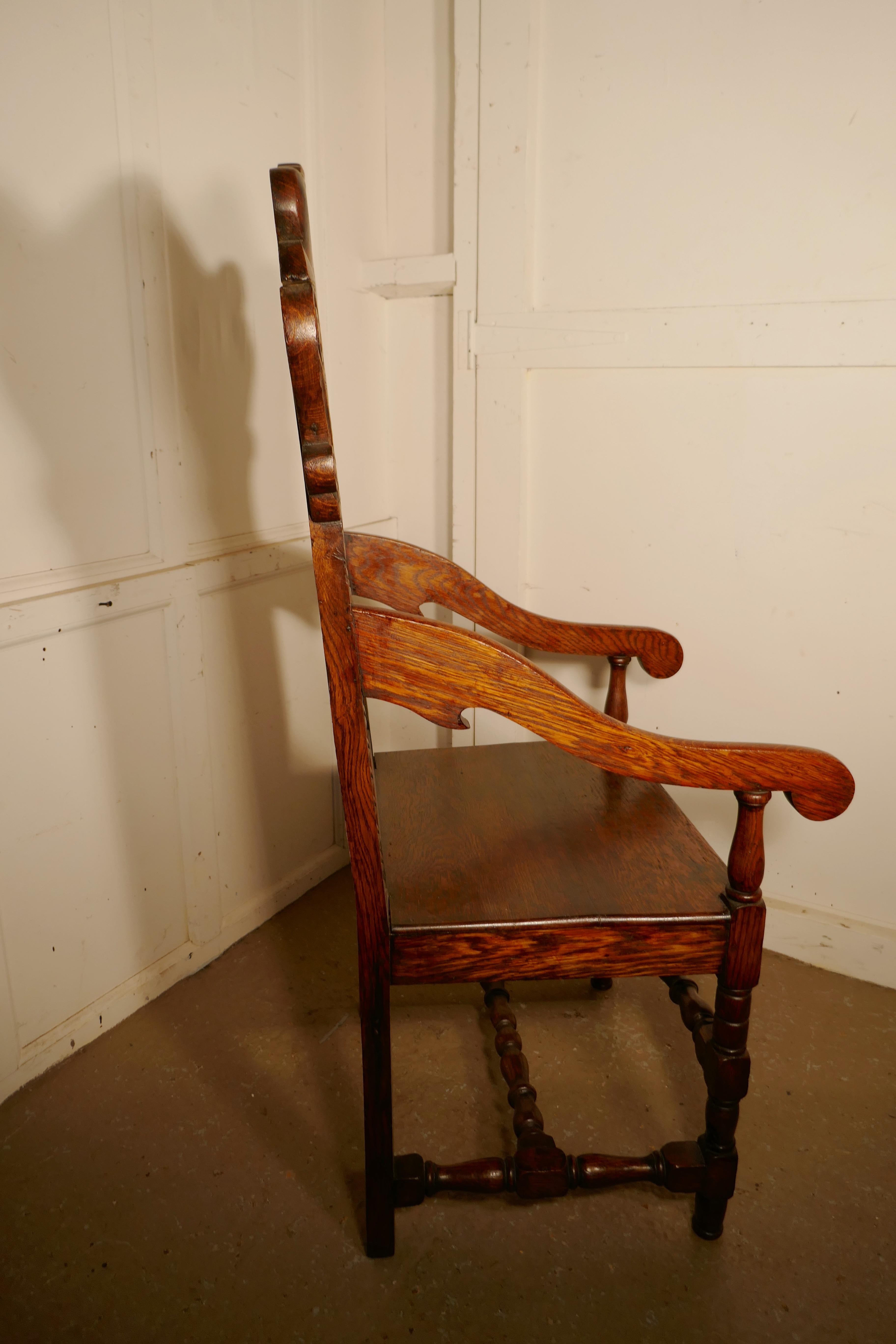 Gothic 17th Century Carved Oak Wainscot Chair