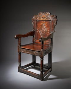 17th Century Carved Oak Wainscot Chair, the Yorkshire Chair