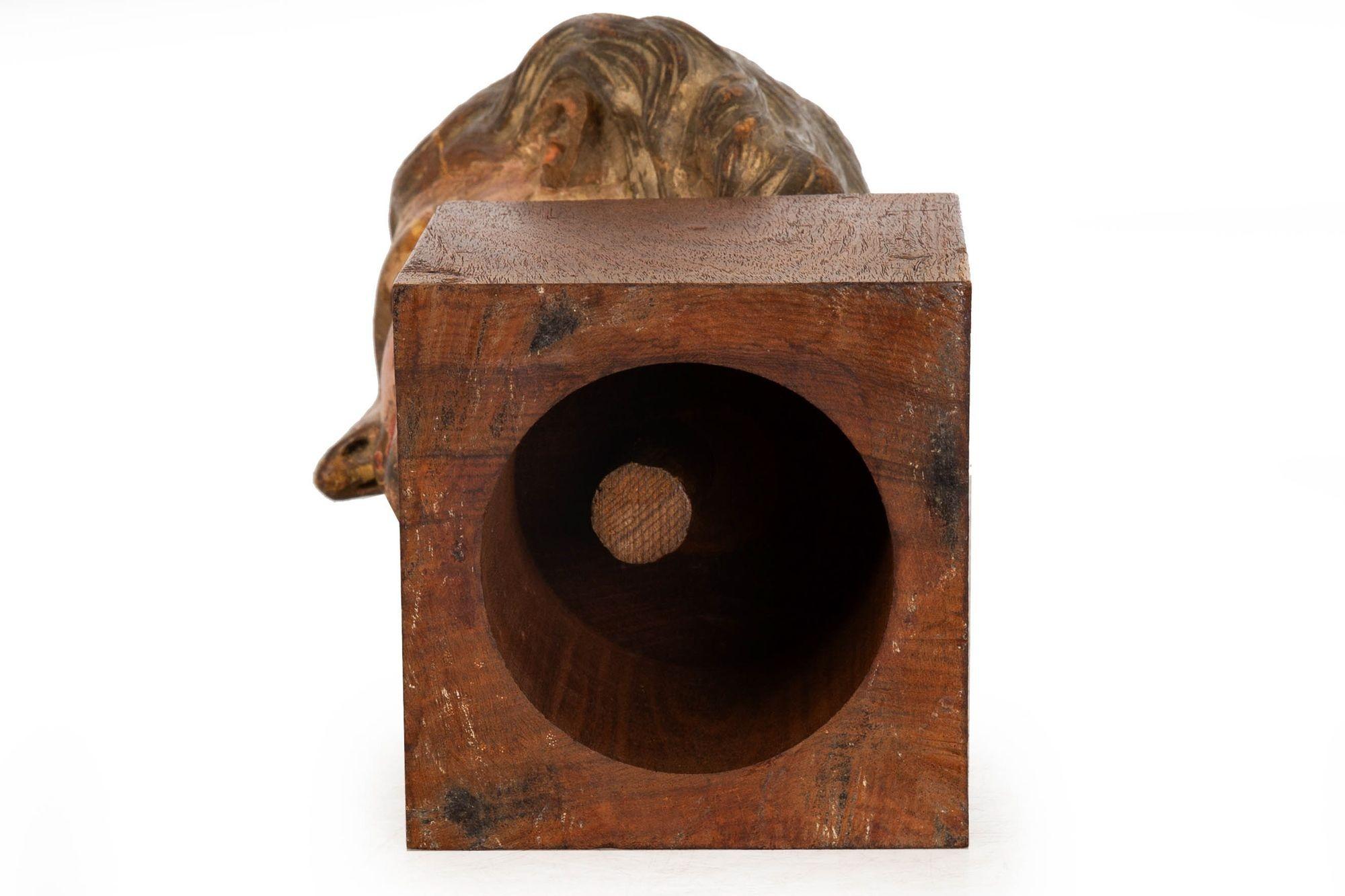 17th Century Carved Polychromed Bust of a Young Saint, probably Spain For Sale 13