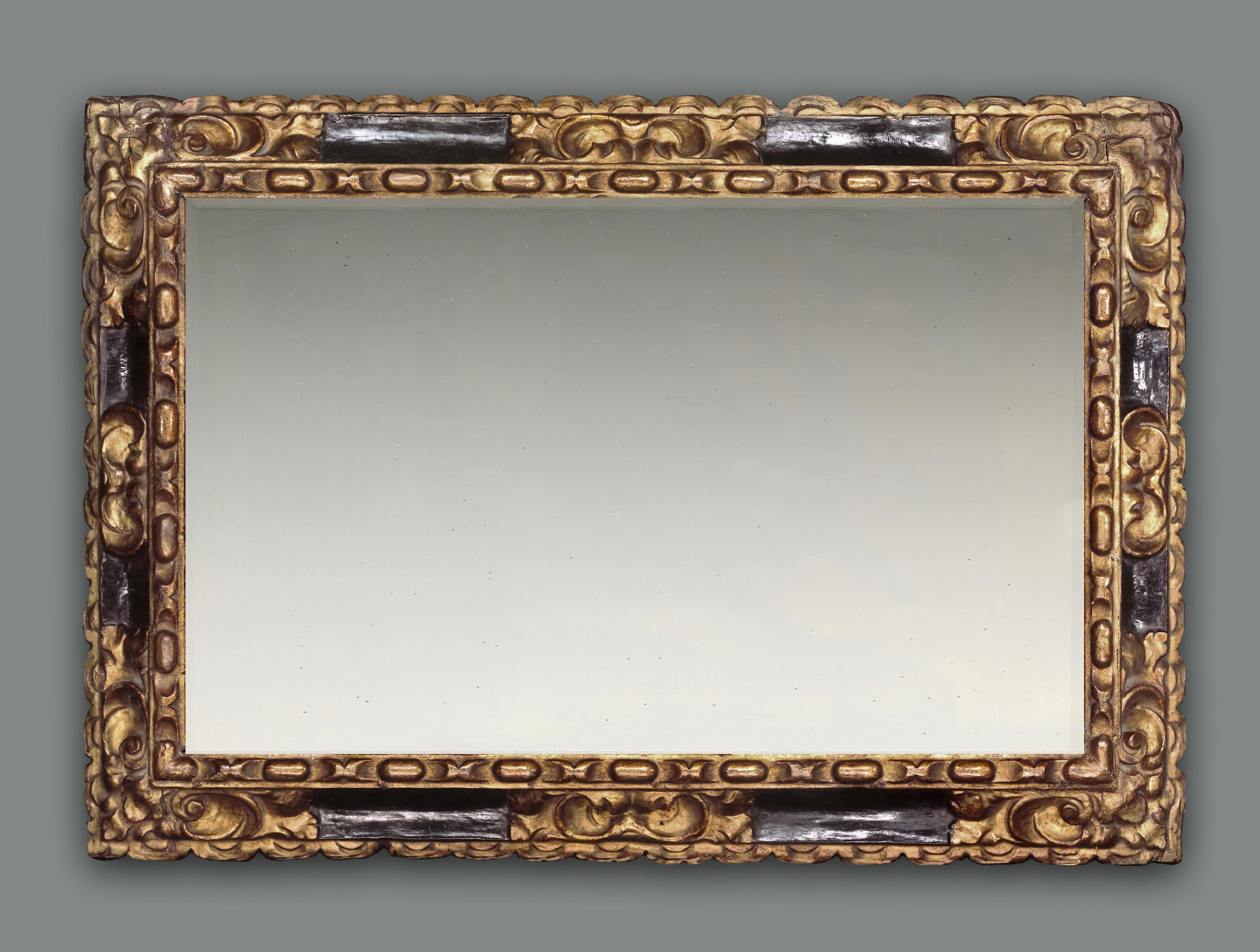 Hand-Carved 17th Century Carved Spanish Baroque Frame, with Choice of Mirror For Sale