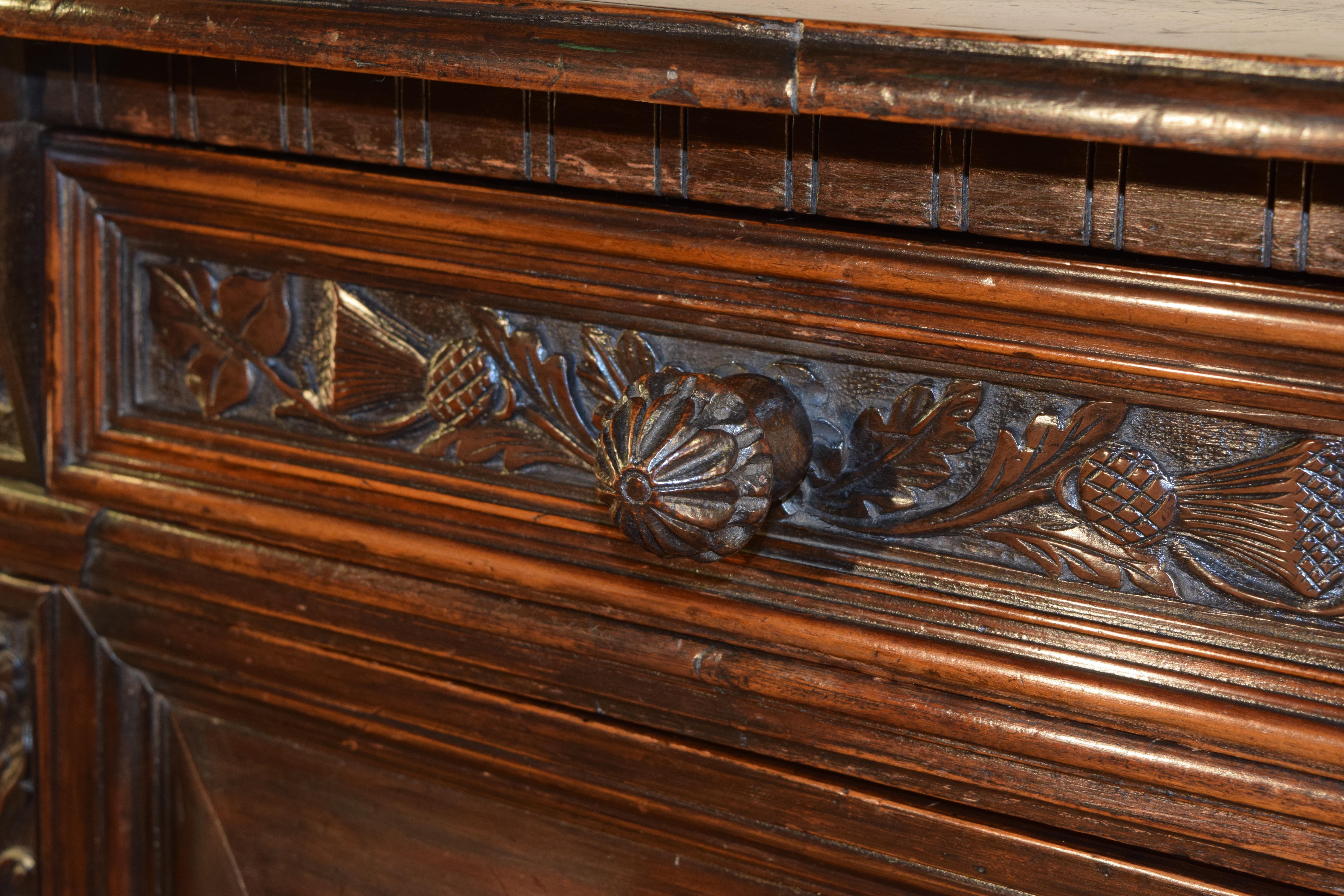 17th Century Carved Two Piece Chest of Drawers For Sale 5