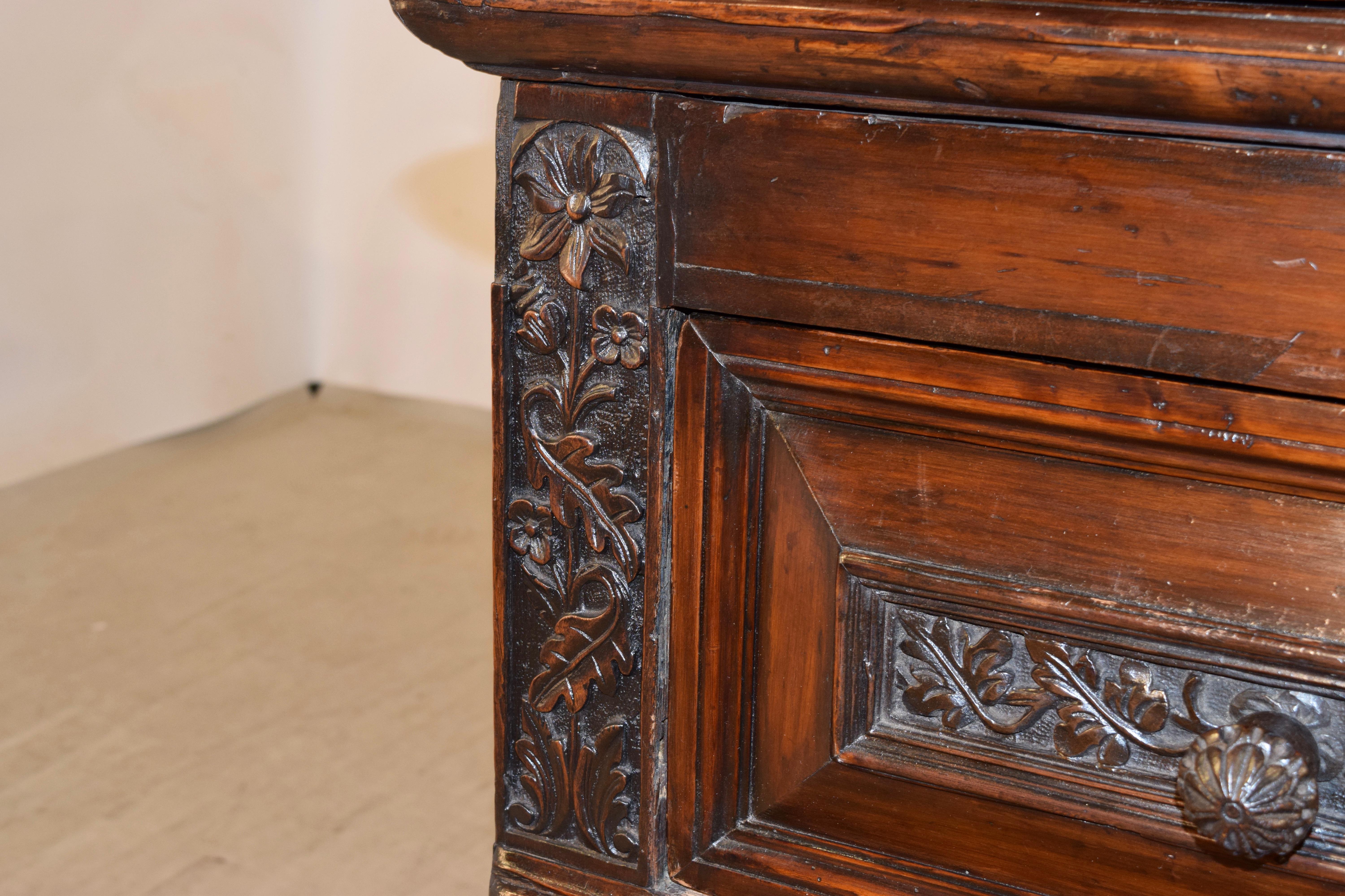 17th Century Carved Two Piece Chest of Drawers For Sale 6