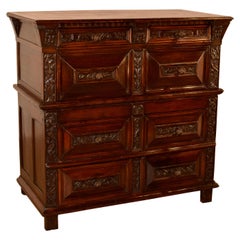 17th Century Carved Two Piece Chest of Drawers